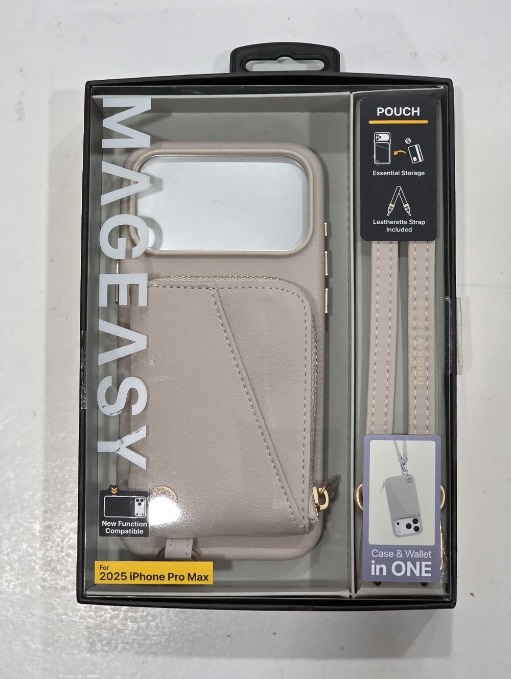 MAGEASY iPhone 17 Pro Max Wallet Case MagSafe Crossbody Strap Card Holder Rose